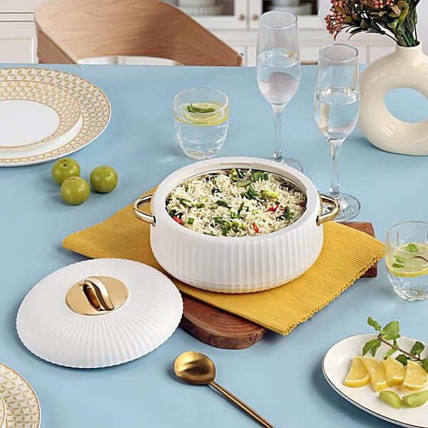 Aurum Insulated Casserole Hot Pot - White