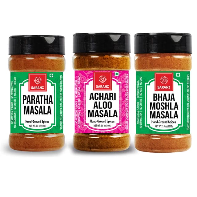 SARANZ Achari Aloo, Bhaja Moshla & Paratha Masala ( Combo Pack Of 3 ) Bengali Garam Masala