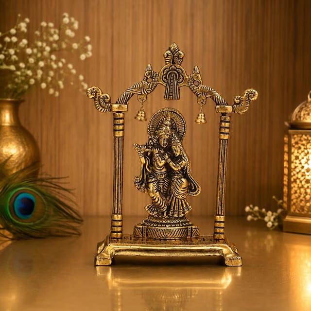CHHARIYA CRAFTS Metal Radha Krishna Statue Gold Plated Decor Your Home,Office & Radha Krishna Murti Idol Showpiece