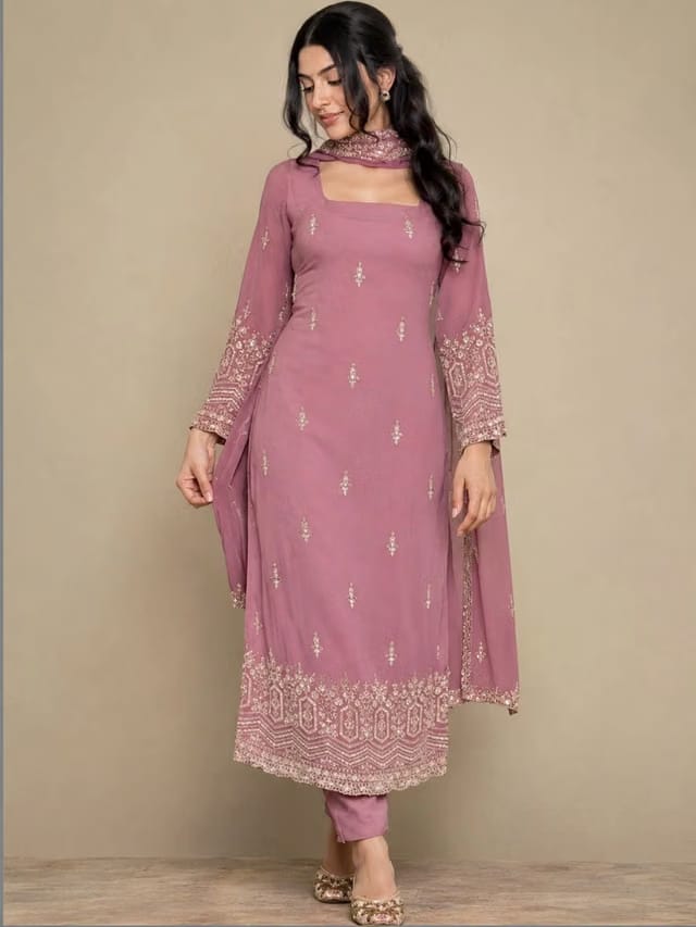 Women Ethnic Motifs Embroidered Regular Kurta with Trousers & With Dupatta