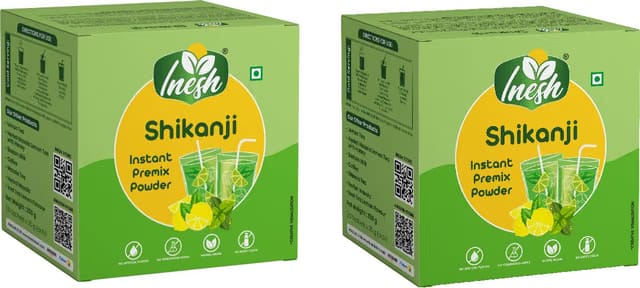 inesh Shikanji Instant Premix Powder 10 Sachets (Box of 2, Total 20 Sachets)