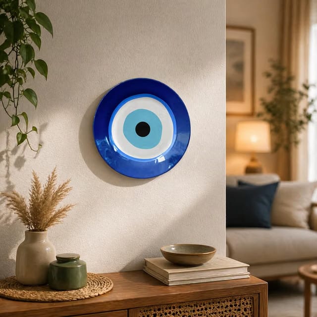 ® Evil Eye Protection Good Luck Positivity Prosperity Ceramic Decorative Wall Plates with Stand