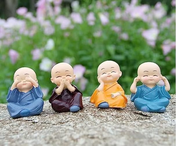Siddham Resin Monk Buddha Statue Artfully Crafted for Home