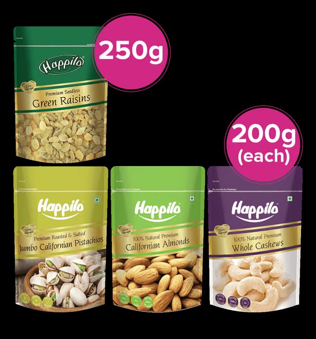 Happilo Premium Natural Whole Cashews,Happilo Premium Natural Californian Almonds,Happilo Premium Seedless Green