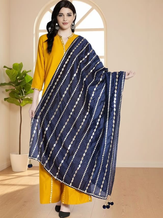 Moda Rapido Woven Design Leheriya Dupatta with Zari