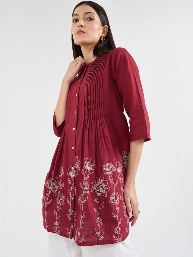 RANGMANCH BY PANTALOONS Mandarin Collar Printed Tunic