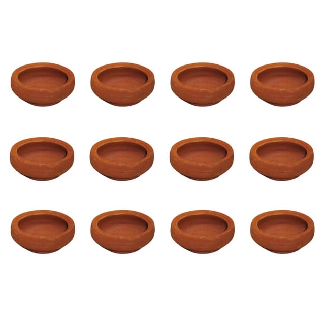 Handmade Clay Diyas pack of 12 pc,Traditional Terracotta Natural Earthen Oil Lamp Diyas