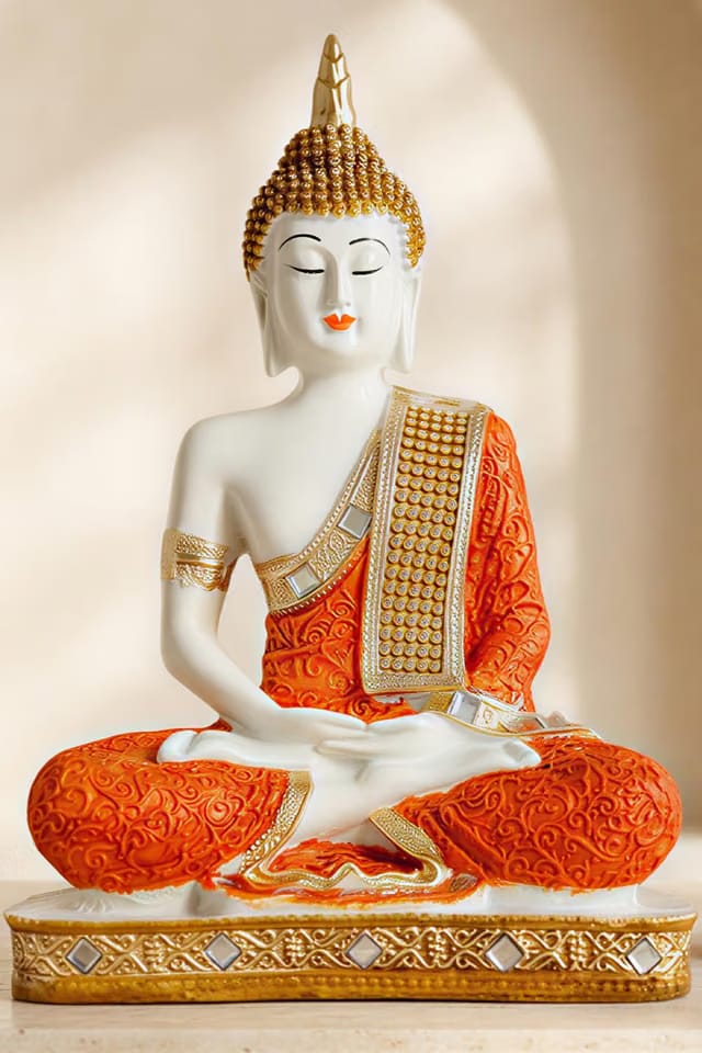 Global Grabbers New Limited Edition 25 Centimetre Meditating Sitting Buddha Idol Statue showpiece Home Decor Decoration