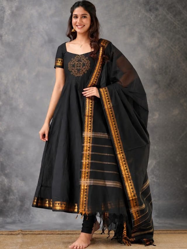 Women Ethnic Motifs Embroidered Regular Chanderi Silk Kurta With Dupatta