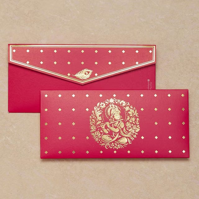 Luxurious Shagun Envelope Money Envelopes for Gifting Cash With Gold Foil Printing wedding lifafa (Krishna)
