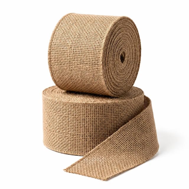 Natural Jute Burlap Ribbon, 2 Inch x 2 Metre, Pack of 2, Soft Rustic Weave in Brown, for DIY Craft, Wedding Decor