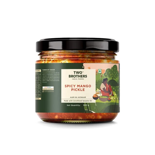 Two Brothers India Farms Spicy Mango Pickle Made with Native Gavran Kairi