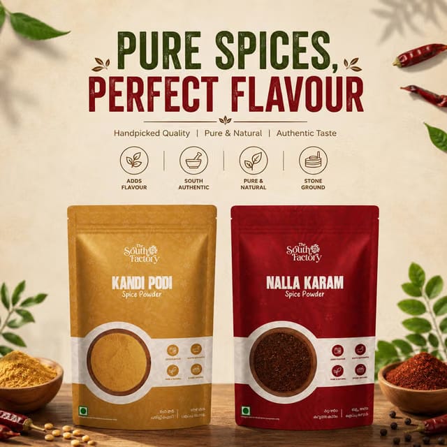The South Factory Spices Combo With Kandi Podi & Nalla Karam