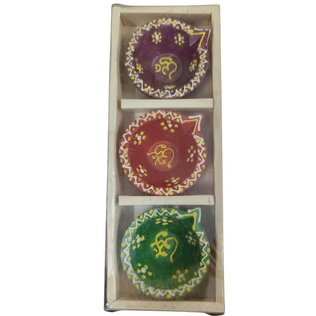 Artisan Terracotta Handpainted Diya Set of 3 Clay Oil Lamps for Diwali, Festive Home Decor, Return and Corporate Gift