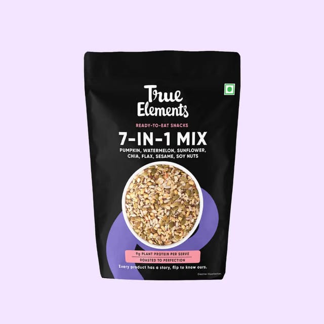 True Elements 7 In 1 Super Seeds & Nut Mix - Pumpkin, Flax, Watermelon, Sunflower, Chia, Sesame Seeds