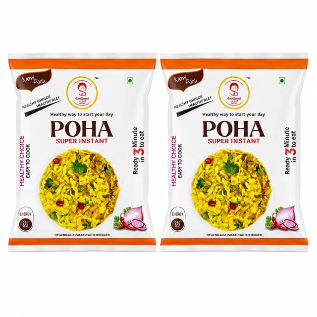 Dau Gopal Thin Poha 800 g Pack of 2, Flattened Rice Flakes