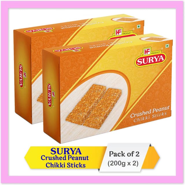Surya 400gm Crushed Peanut Chikki (Pack of 2; 200gm each)