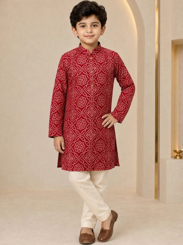 Boys Ethnic Motifs Printed Regular Kurta with Pyjamas