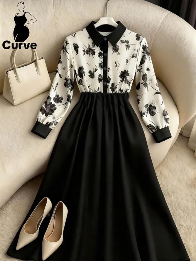 Women's Plus Size Button A-Line Dress