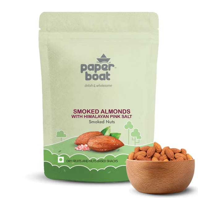 Paper Boat Premium Smoked and Roasted Almonds with Himalayan Pink Salt, Healthy Dry Fruit Snack, Pouch