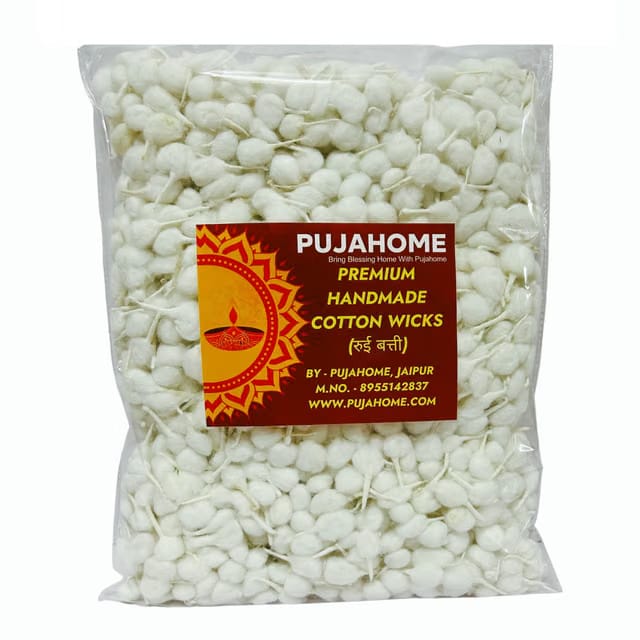 Handmade White Round Cotton Wicks for Diya
