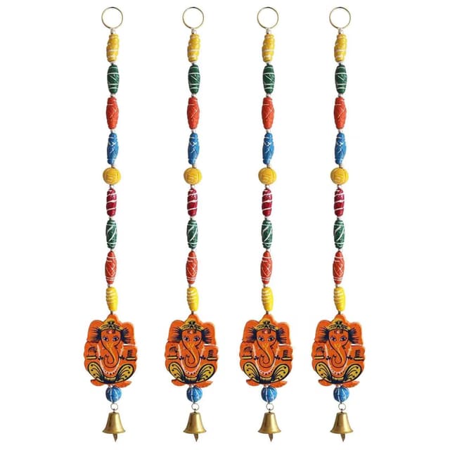 Pack of 4 Wall Hangings for Toran Ganesh Latkans With Bells