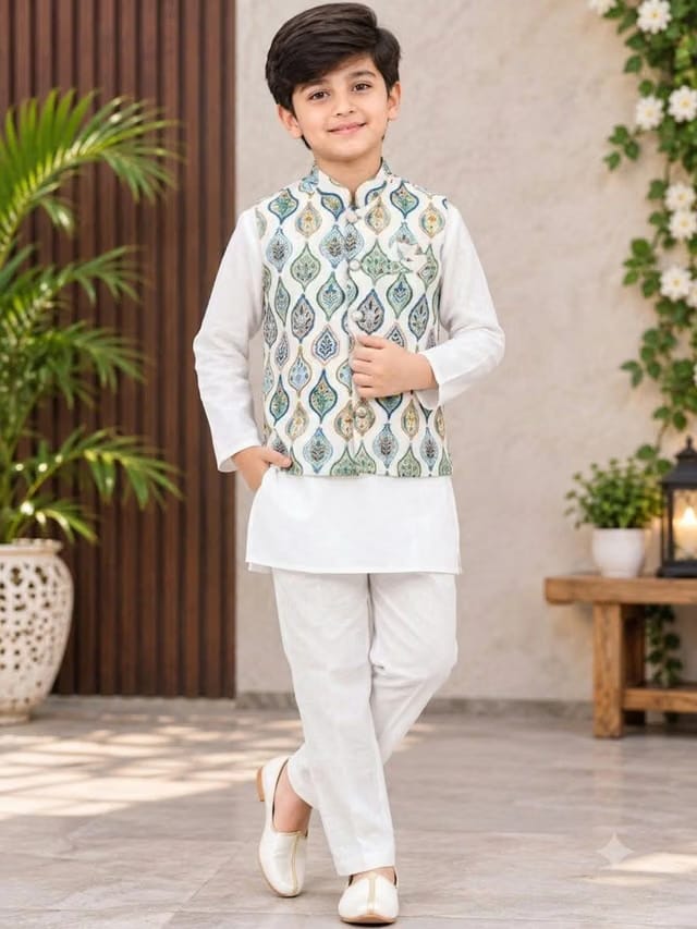 Boys Ethnic Motifs Regular Kurta with Pyjamas