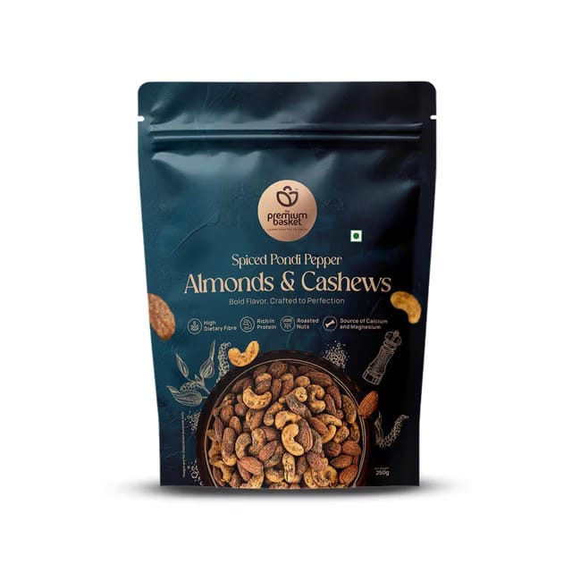 The Premium Basket Spiced Pepper Mixed Nuts|Roasted Almonds & Cashews|