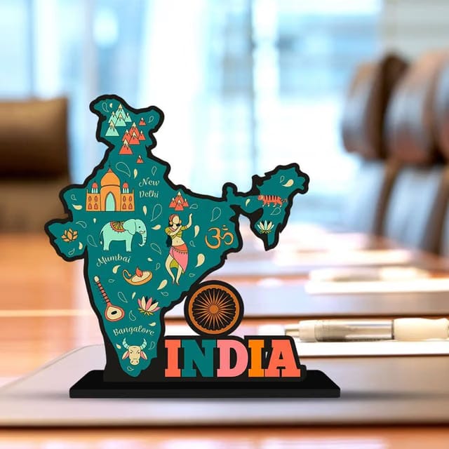 EXPLEASIA Indian Map Table Stand Decoration for Office Desk