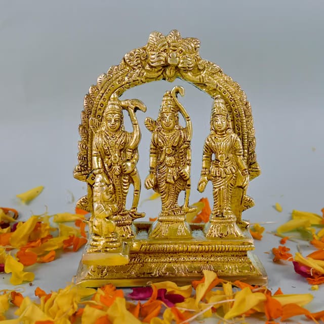 CRAFTHUT Ram Darbar Brass Murti Statue for Pooja Room & Gift, Religious Idol Figurine for Home & Office Decor