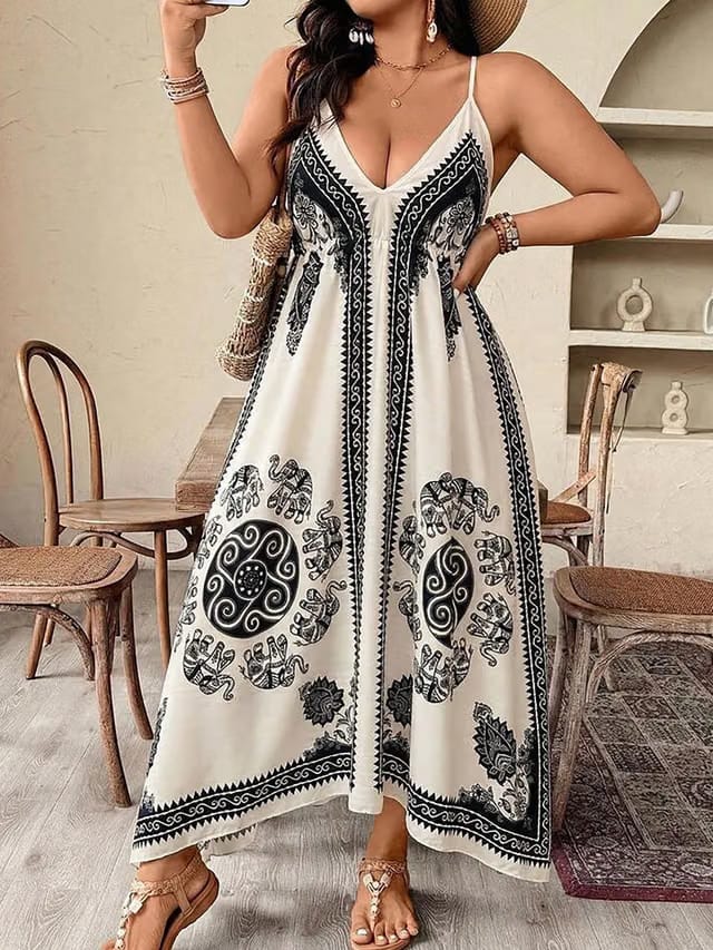 Women's Plus Size Smocked Slip Dress