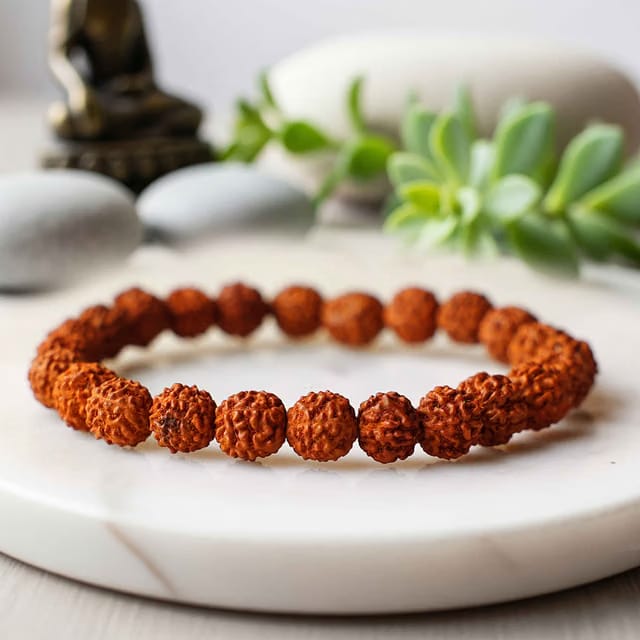 5 Mukhi Rudraksha Om Shanthi Bracelet for Spiritual Wear