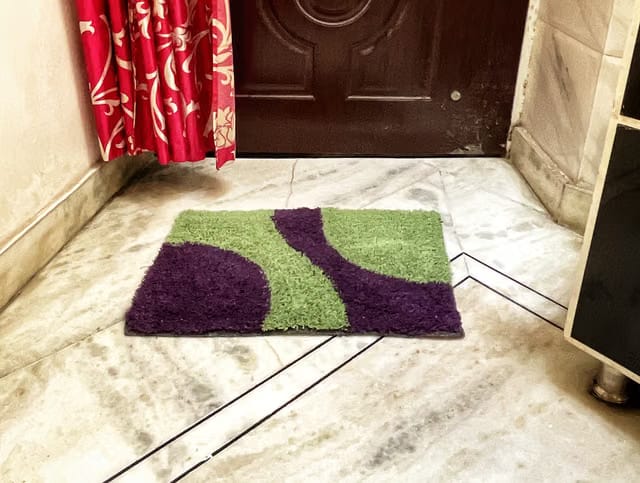 Doormats for Home Use by Krishna Handloom- Cotton Doormats for Kitchen and Floor(Purple and Parrot Green, 40x60cms