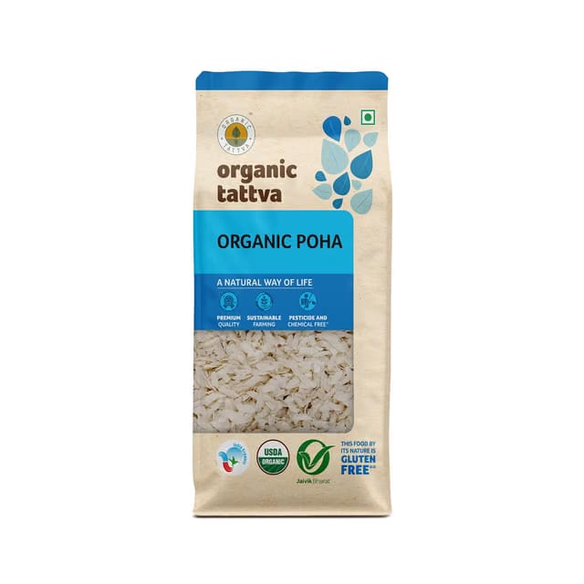 Organic Tattva, Organic White Poha Health Food, Flattened Rice/Atukulu Enriched with Dietary Fibers & Nutrients