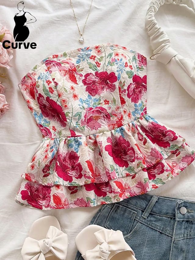 Women's Plus Size Tie Up Tube Top