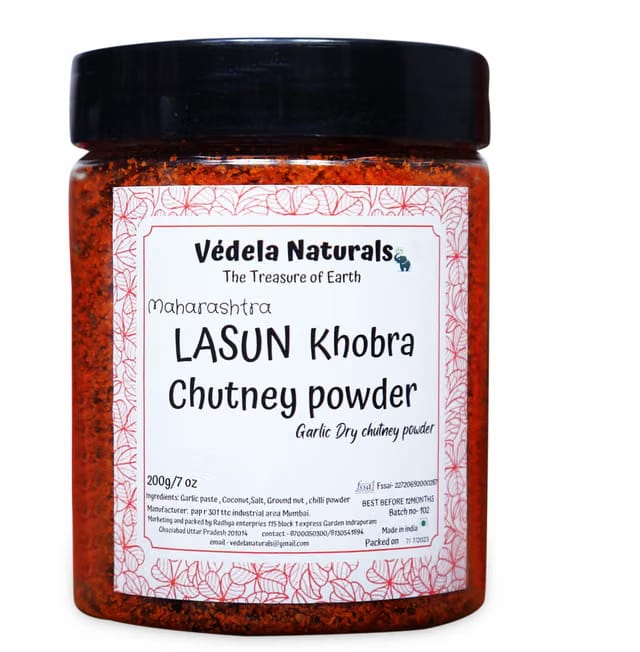 vedela Naturals Garlic Coconut Chutney, 200g / 7oz |Lahsun ki Chatni
