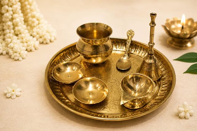 Narayan Product Brass Pooja Thali Set of 6 |