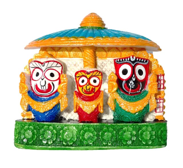 Sambhav Online Store Stone marble Lord Jagannath Balaram Maa Subhadra Idol,home decor temple for puja/pooja Multicolour