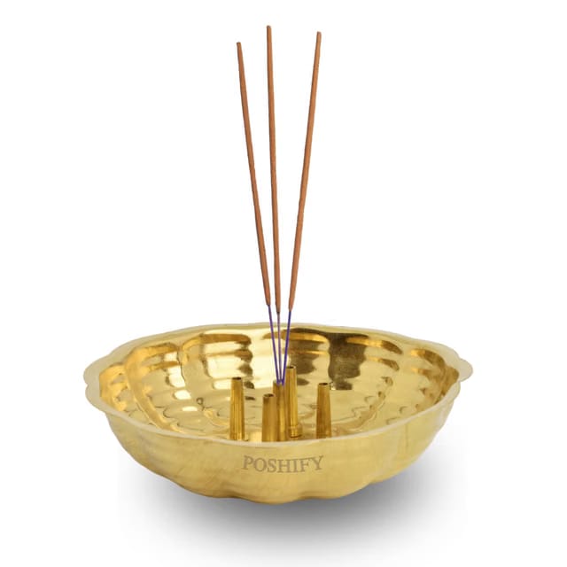 Traditional Brass Agardan Incense Stick Holder Plate for Puja