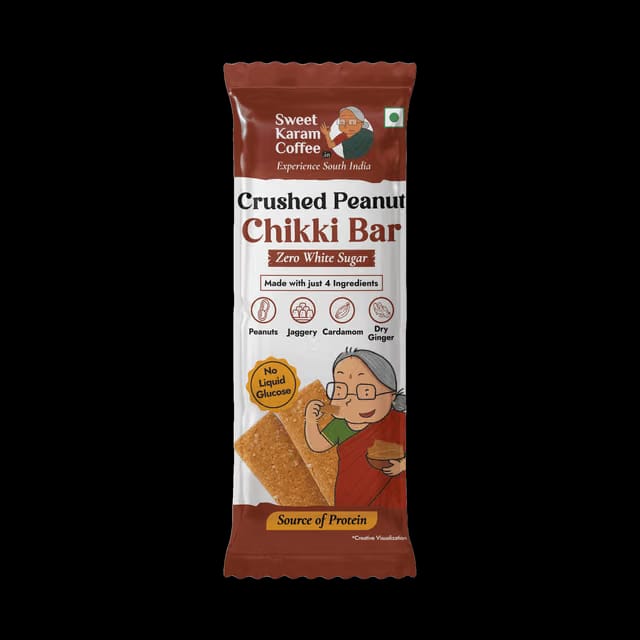 Sweet Karam Coffee Crushed Peanut Chikki Bar - No White Sugar / No Liquid Glucose