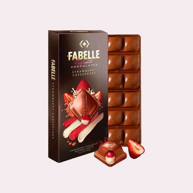 Fabelle Luxury Chocolates Strawberry Cheesecake Handcrafted Bar
