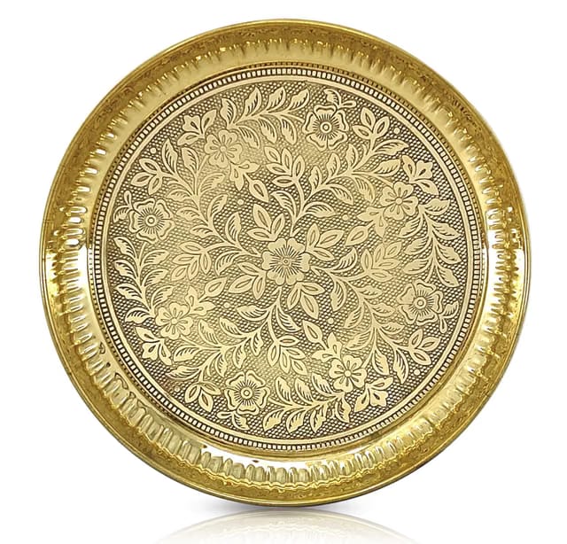 BENGALEN Brass Pooja Plate Puja Thali 6 Inch Arti Thali Set Traditional Designed Handcrafted Thal for Puja Ghar Home