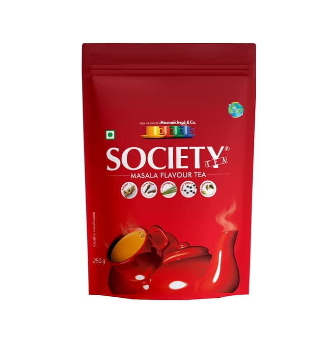 Society Masala Chai — Five-Spice Indian Masala Tea, Real Cardamom Ginger Clove Black Pepper Lemongrass Blended Into