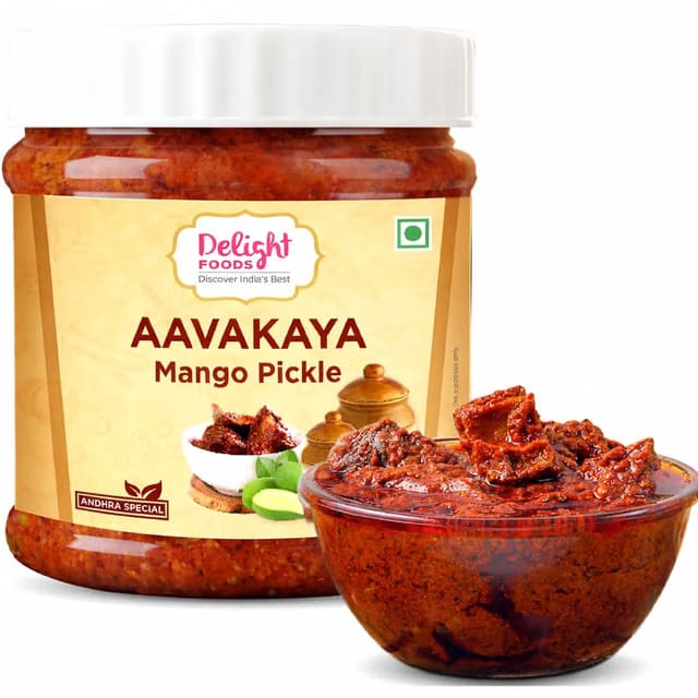 Delight Foods Andhra Special Spicy Aavakaya Mango Pickles