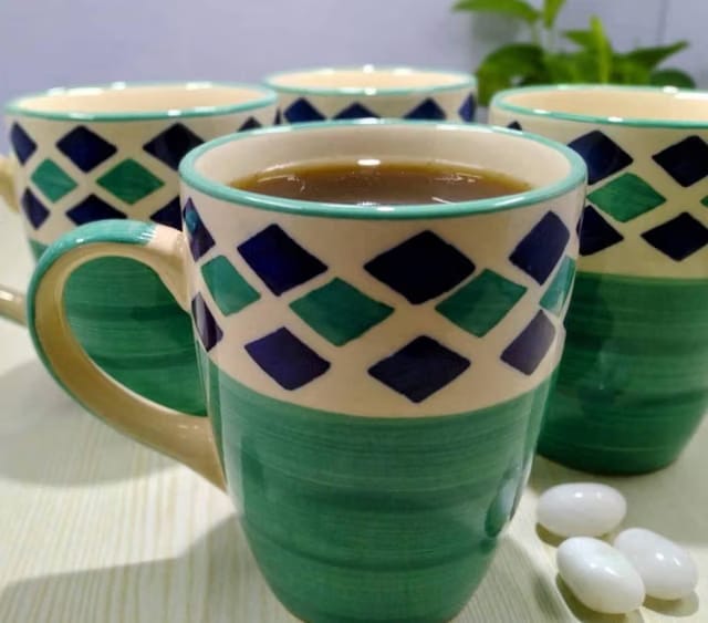 Handpainted Ceramic Coffee Mug Set of 4