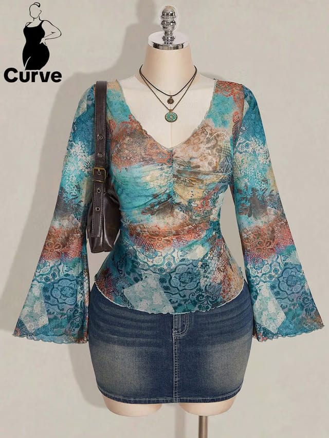 Women's Plus Size Sheer Top