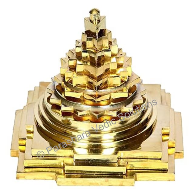 Meru Yantra/Brass Meru Shri Yantram/Meru Shree Yantr/Pital Meru Yantra - Solid/ 3D Meru Shri Yantra (2x2 inches)