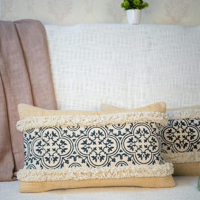 Cotton Decorative Jaipuri Boho Cushion Covers Block Printing Throw Pillows Decor For Small Pillow Pack of1