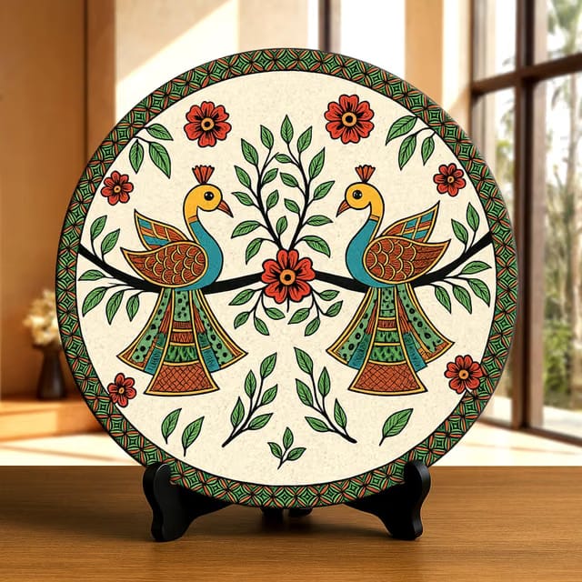 VPRINT QUALITY Home Decor Table Top Madhubani Paintings Single Piece Table Top Decor for Home Decor, Living Room