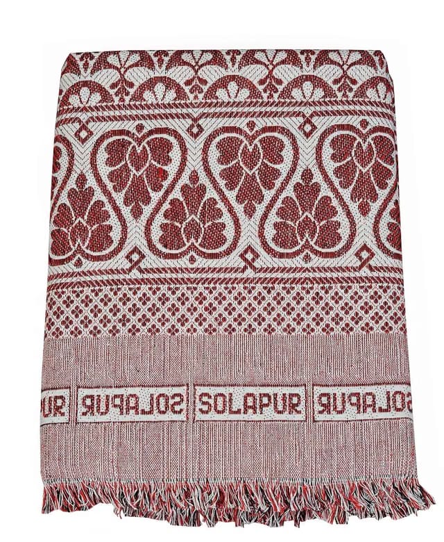 Solapur Chaddar Cotton Blanket, 5 X 7.5Ft, Red, Durable